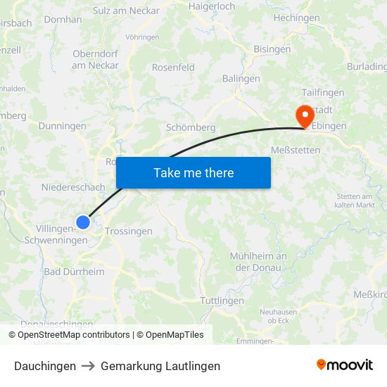 Dauchingen to Gemarkung Lautlingen map