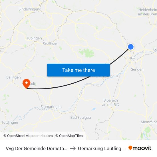 Vvg Der Gemeinde Dornstadt to Gemarkung Lautlingen map