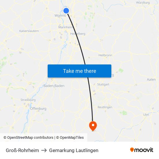 Groß-Rohrheim to Gemarkung Lautlingen map