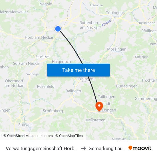 Verwaltungsgemeinschaft Horb am Neckar to Gemarkung Lautlingen map