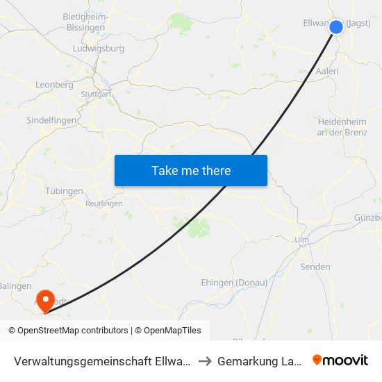 Verwaltungsgemeinschaft Ellwangen (Jagst) to Gemarkung Lautlingen map