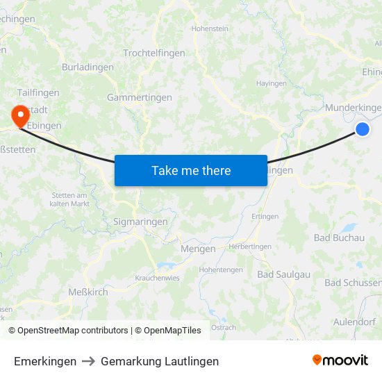 Emerkingen to Gemarkung Lautlingen map