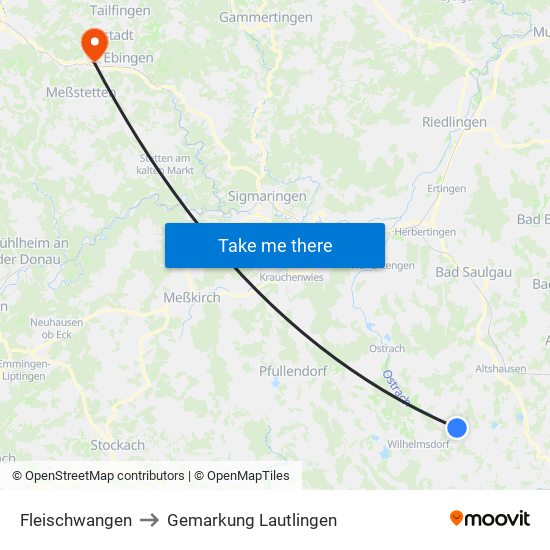 Fleischwangen to Gemarkung Lautlingen map