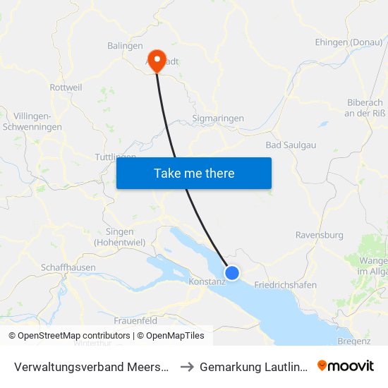 Verwaltungsverband Meersburg to Gemarkung Lautlingen map