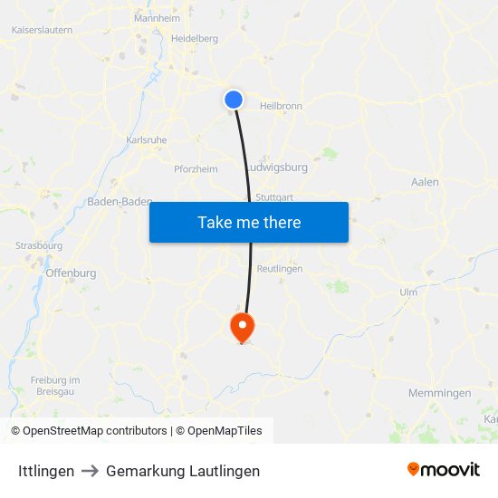 Ittlingen to Gemarkung Lautlingen map