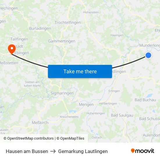 Hausen am Bussen to Gemarkung Lautlingen map