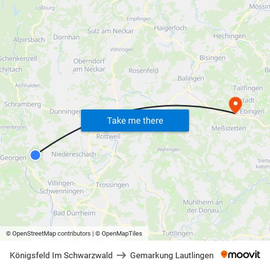 Königsfeld Im Schwarzwald to Gemarkung Lautlingen map