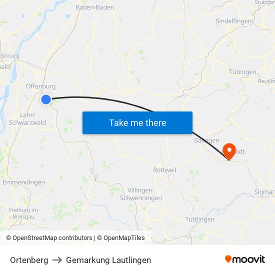 Ortenberg to Gemarkung Lautlingen map