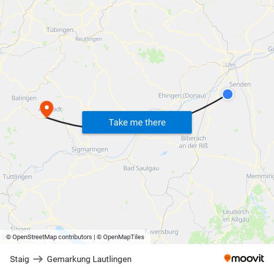 Staig to Gemarkung Lautlingen map