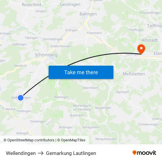 Wellendingen to Gemarkung Lautlingen map