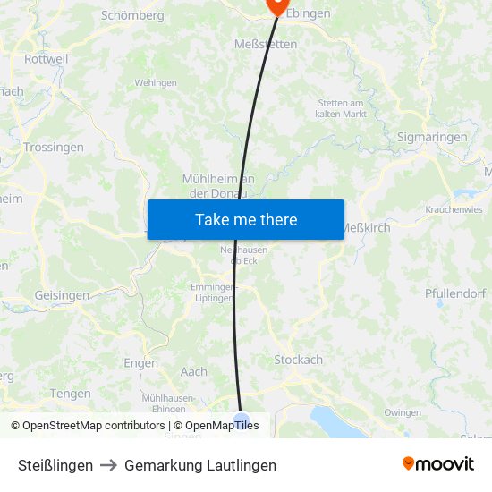 Steißlingen to Gemarkung Lautlingen map