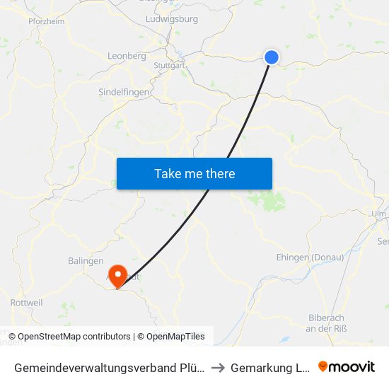 Gemeindeverwaltungsverband Plüderhausen-Urbach to Gemarkung Lautlingen map