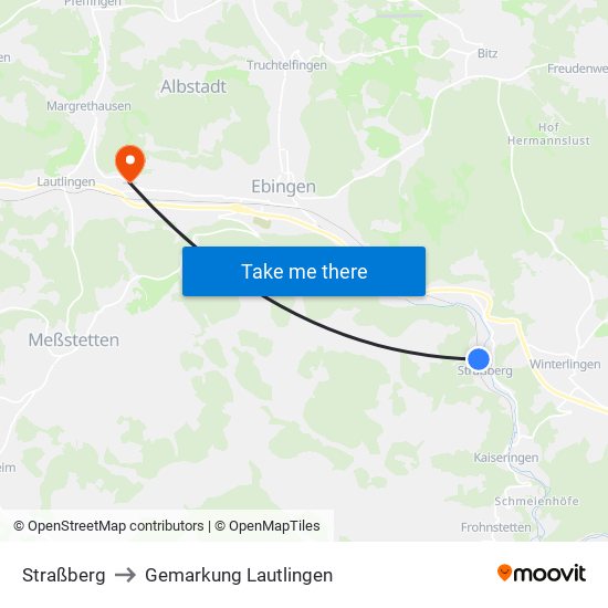 Straßberg to Gemarkung Lautlingen map