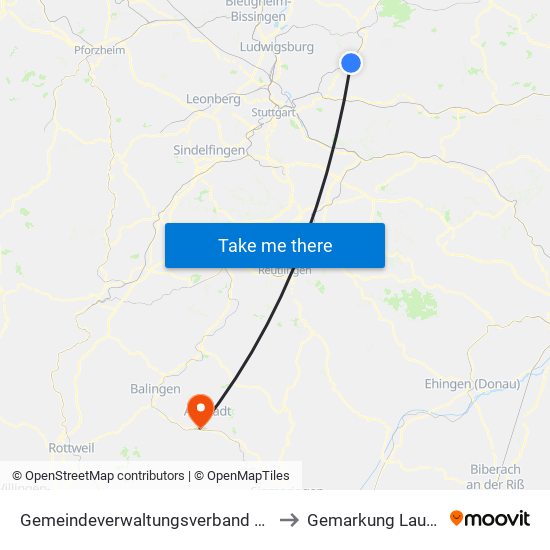 Gemeindeverwaltungsverband Winnenden to Gemarkung Lautlingen map