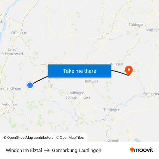 Winden Im Elztal to Gemarkung Lautlingen map