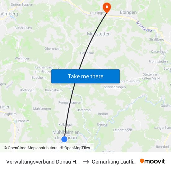 Verwaltungsverband Donau-Heuberg to Gemarkung Lautlingen map