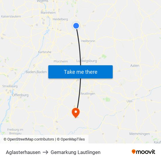 Aglasterhausen to Gemarkung Lautlingen map