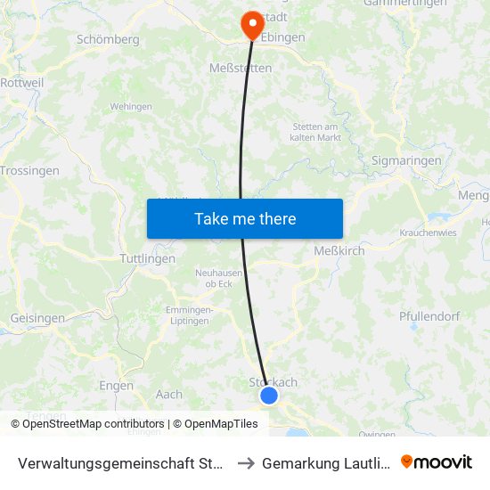 Verwaltungsgemeinschaft Stockach to Gemarkung Lautlingen map
