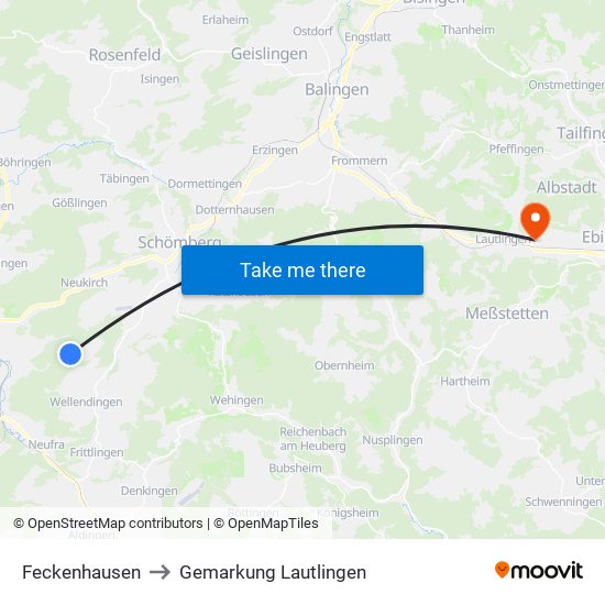 Feckenhausen to Gemarkung Lautlingen map