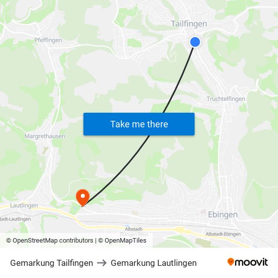 Gemarkung Tailfingen to Gemarkung Lautlingen map