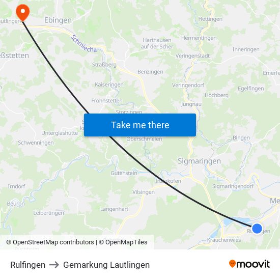 Rulfingen to Gemarkung Lautlingen map