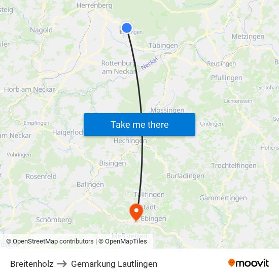 Breitenholz to Gemarkung Lautlingen map