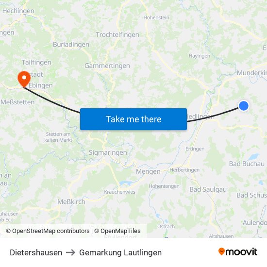 Dietershausen to Gemarkung Lautlingen map