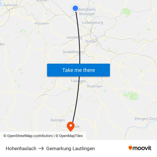 Hohenhaslach to Gemarkung Lautlingen map