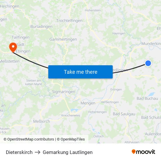 Dieterskirch to Gemarkung Lautlingen map