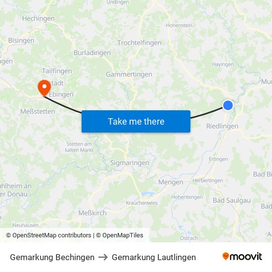 Gemarkung Bechingen to Gemarkung Lautlingen map