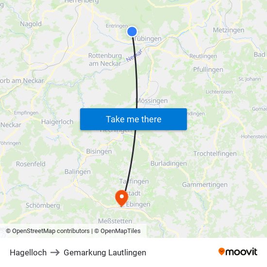 Hagelloch to Gemarkung Lautlingen map