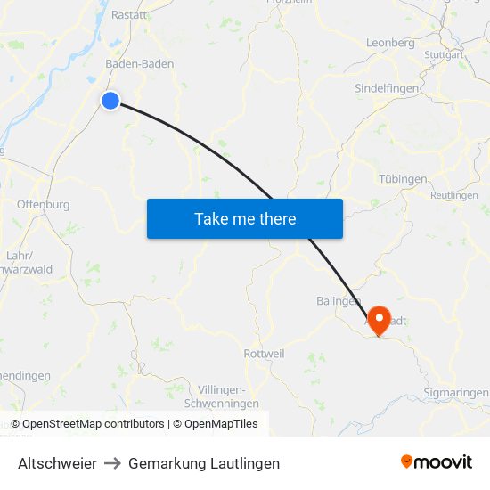 Altschweier to Gemarkung Lautlingen map