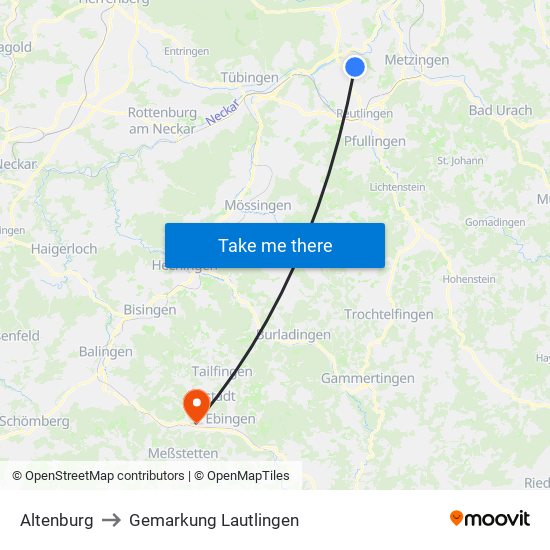 Altenburg to Gemarkung Lautlingen map