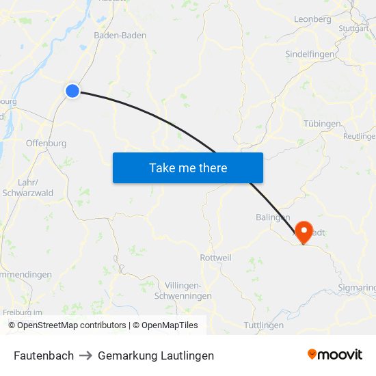 Fautenbach to Gemarkung Lautlingen map