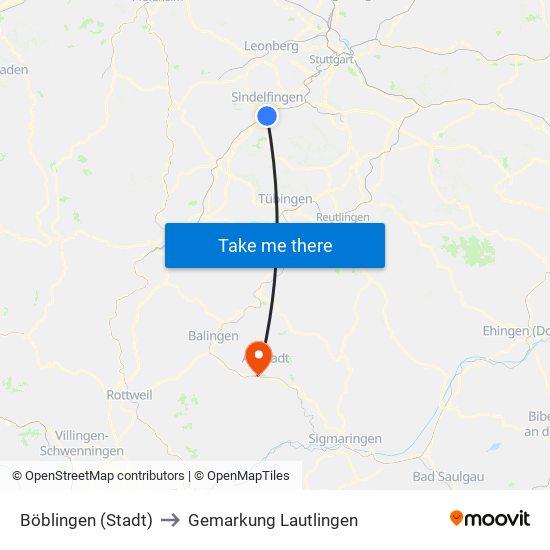 Böblingen (Stadt) to Gemarkung Lautlingen map