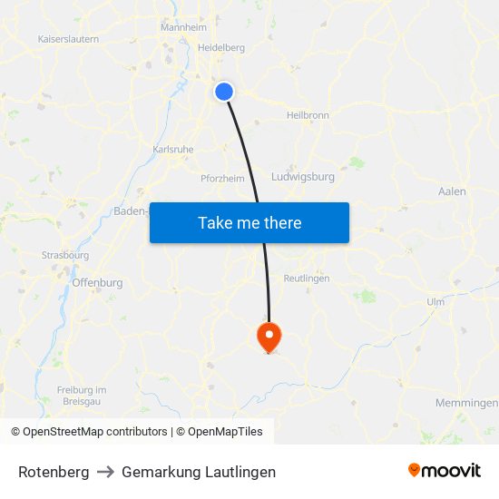 Rotenberg to Gemarkung Lautlingen map