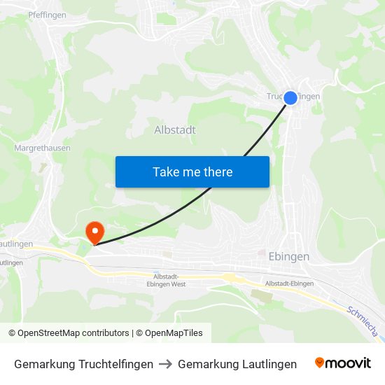 Gemarkung Truchtelfingen to Gemarkung Lautlingen map