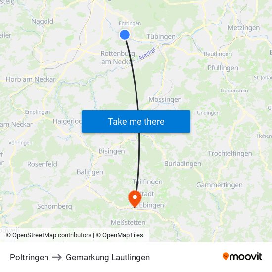 Poltringen to Gemarkung Lautlingen map