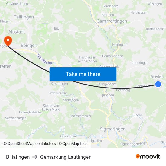 Billafingen to Gemarkung Lautlingen map