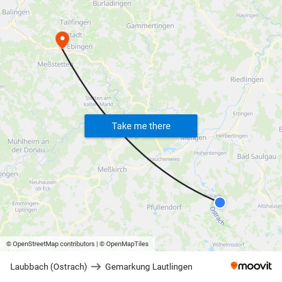 Laubbach (Ostrach) to Gemarkung Lautlingen map