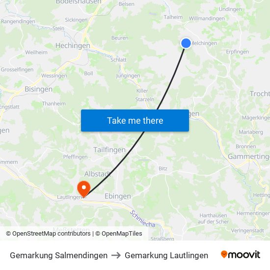 Gemarkung Salmendingen to Gemarkung Lautlingen map