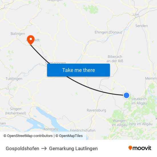 Gospoldshofen to Gemarkung Lautlingen map