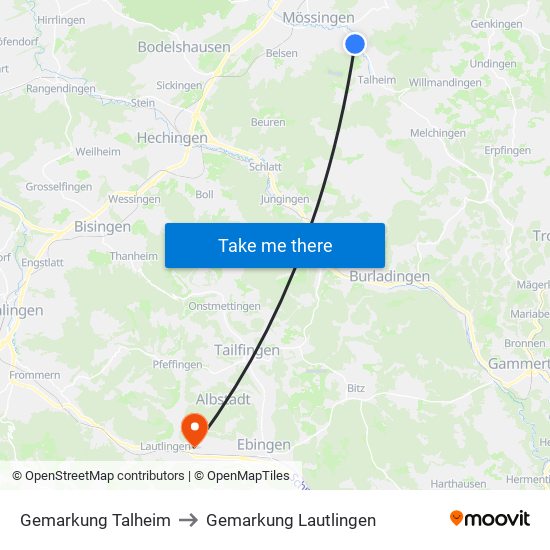 Gemarkung Talheim to Gemarkung Lautlingen map