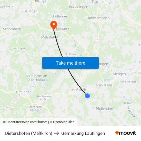 Dietershofen (Meßkirch) to Gemarkung Lautlingen map