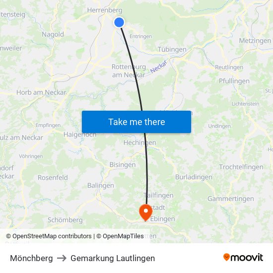 Mönchberg to Gemarkung Lautlingen map
