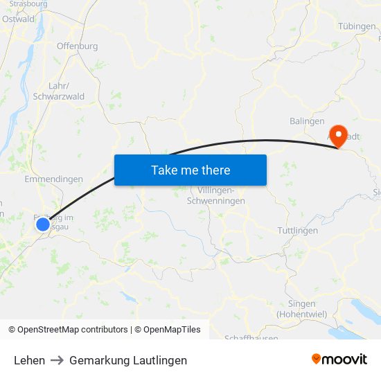 Lehen to Gemarkung Lautlingen map