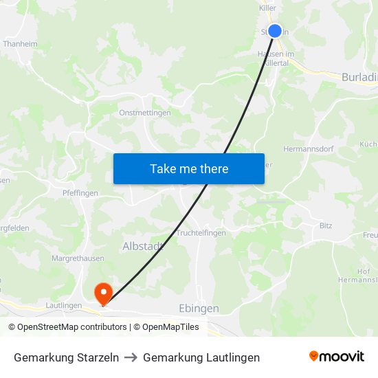 Gemarkung Starzeln to Gemarkung Lautlingen map