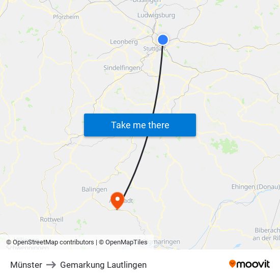 Münster to Gemarkung Lautlingen map