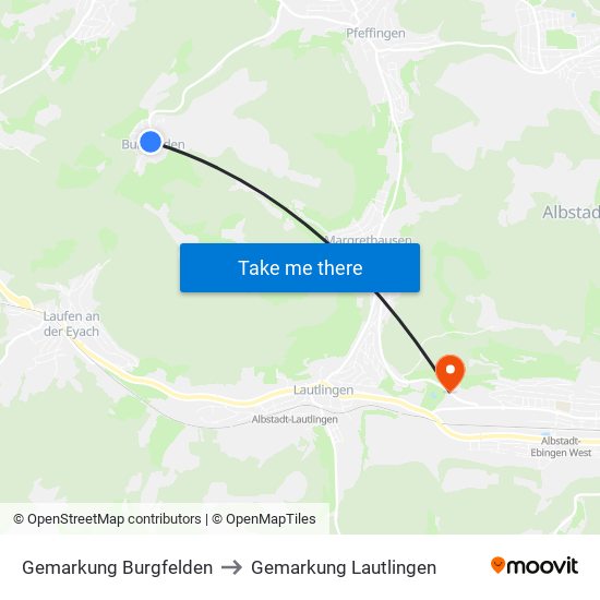 Gemarkung Burgfelden to Gemarkung Lautlingen map
