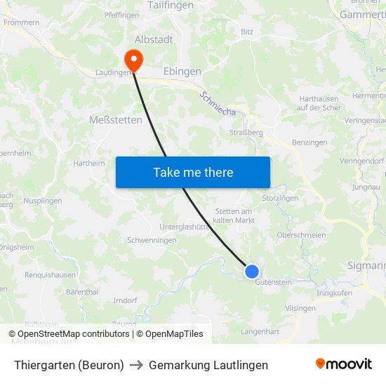 Thiergarten (Beuron) to Gemarkung Lautlingen map